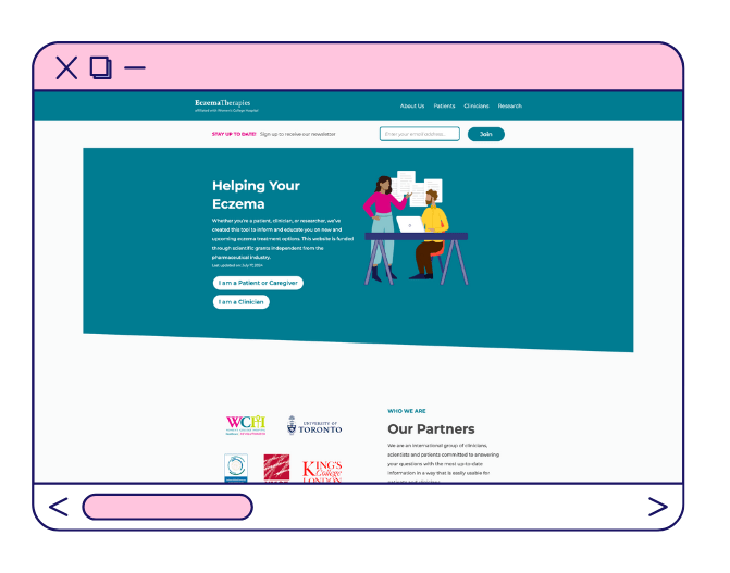 screenshot of the eczema therapies website