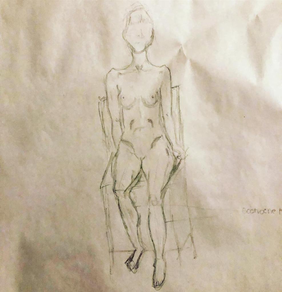 figure drawing of a woman sitting on a chair